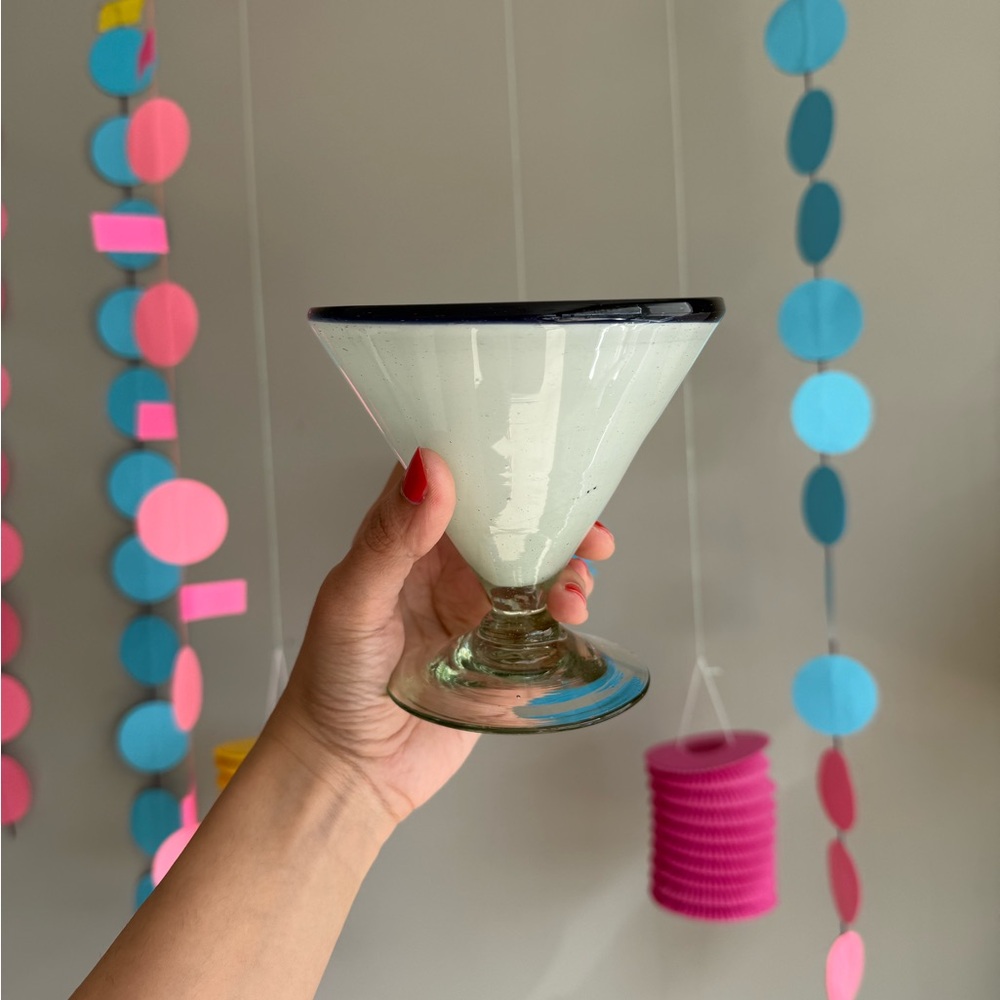 Mexican 100% Recycled Hand Blown cocktail Glass